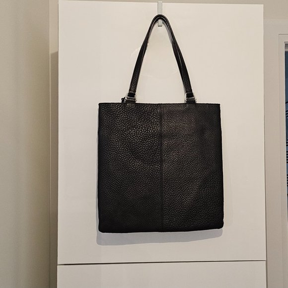 Cole Haan Marcy Tech Tote Bag Leather Slim Black Handbag - Picture 13 of 15